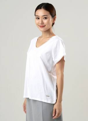 Tricou croială dreaptă mâneci scurte alb AGATHE & LOUISE femeie