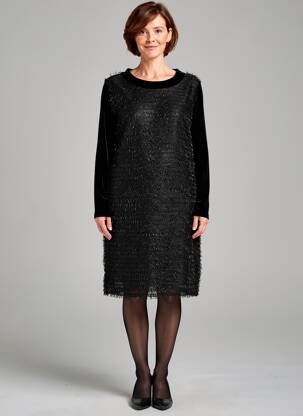 Rochie midi mâneci lungi mâneci lungi negru K'TENDANCES femeie