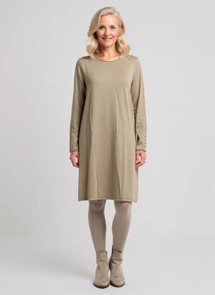 Rochie pulover croială dreaptă mâneci lungi verde BASLER femeie