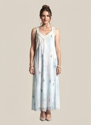 Rochie lungă imprimeu fantezie fără mâneci albastru ELISA CAVALETTI femeie