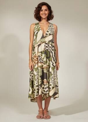 Rochie midi fără mâneci fără mâneci verde TRICOT CHIC femeie