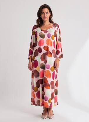 Rochie midi mâneci 3/4 mâneci 3/4 roz ALEMBIKA femeie