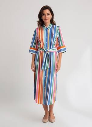 Rochie midi mâneci 3/4 mâneci 3/4 albastru K-DESIGN femeie