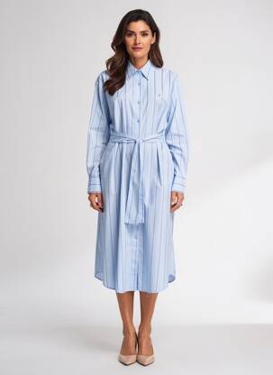 Rochie midi mâneci lungi mâneci lungi albastru K-DESIGN femeie
