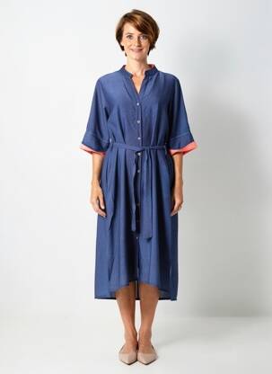Rochie midi mâneci scurte mâneci scurte albastru SCORZZO femeie