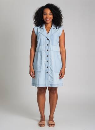 Rochie midi mâneci scurte mâneci scurte albastru EVA KAYAN femeie