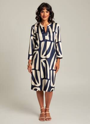 Rochie midi mâneci 3/4 mâneci 3/4 albastru TUZZI femeie