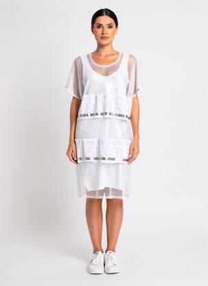 Rochie midi mâneci scurte mâneci scurte alb SPORTALM femeie