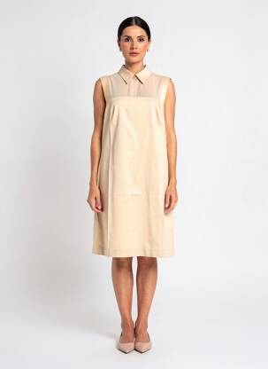 Rochie midi fără mâneci fără mâneci bej EVA KAYAN femeie