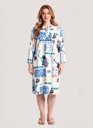 Rochie midi mâneci 3/4 mâneci 3/4 albastru TUZZI femeie
