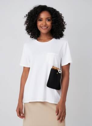 Tricou elasticitate mâneci scurte alb TRICOT CHIC femeie