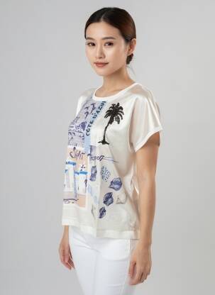 Tricou croială cambrată mâneci scurte bej TUZZI femeie