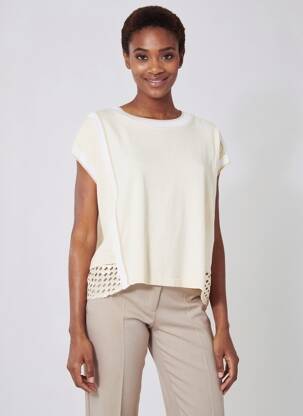 Pulover elasticitate mâneci scurte bej TRICOT CHIC femeie