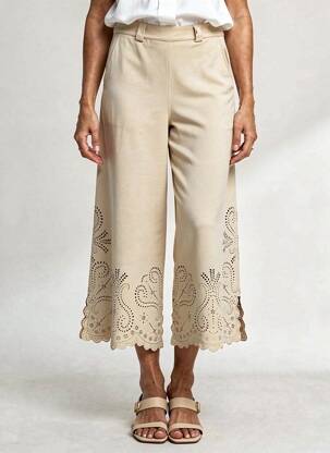 Pantalon 7/8 elasticitate mărime normală bej TRICOT CHIC femeie