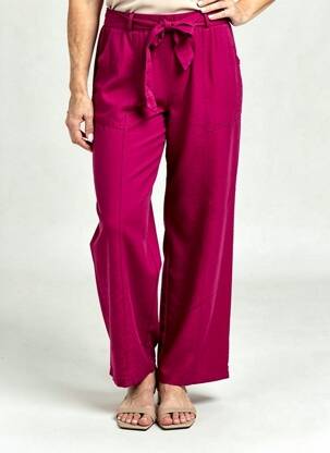 Pantalon larg țesătură poplin mărime normală violet SCORZZO femeie