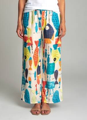 Pantalon larg țesătură crep mărime normală albastru JS MILLENIUM femeie