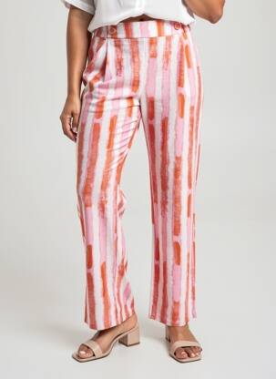 Pantalon drept țesătură poplin mărime normală portocalie SCORZZO femeie