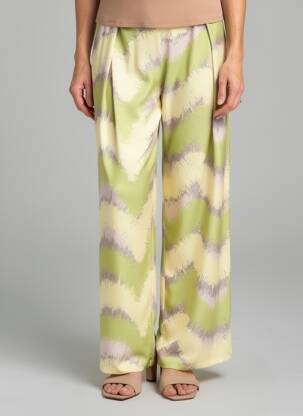 Pantalon larg croială fluidă mărime normală verde SCORZZO femeie