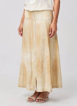 Fustă lungă imprimeu fantezie bej TRICOT CHIC femeie