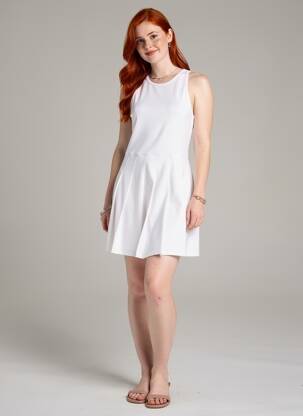 Rochie scurtă fără mâneci fără mâneci alb ELEVEN femeie