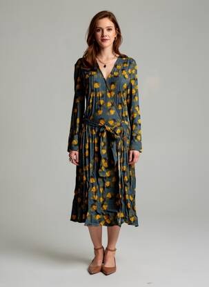 Rochie lungă mâneci lungi mâneci lungi albastru MARIE-SIXTINE femeie