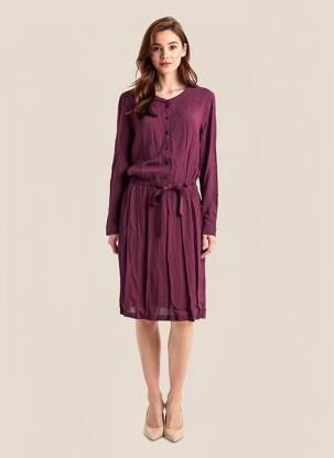 Rochie midi țesătură crep mâneci lungi violet HARRIS WILSON femeie