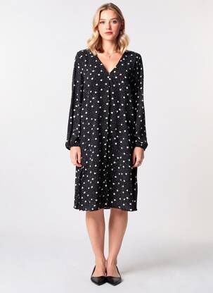 Rochie midi mâneci lungi mâneci lungi negru I.CODE (By IKKS) femeie