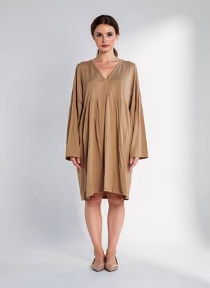 Rochie midi mâneci lungi mâneci lungi maro PAKO LITTO femeie