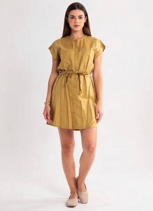 Rochie scurtă mâneci scurte mâneci scurte maro MARIE-SIXTINE femeie