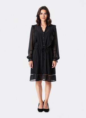Rochie midi mâneci lungi mâneci lungi negru I.CODE (By IKKS) femeie