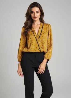 Bluză imprimeu floral mâneci lungi galben I.CODE (By IKKS) femeie