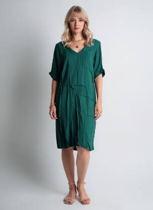 Rochie midi mâneci scurte mâneci scurte verde I.CODE (By IKKS) femeie