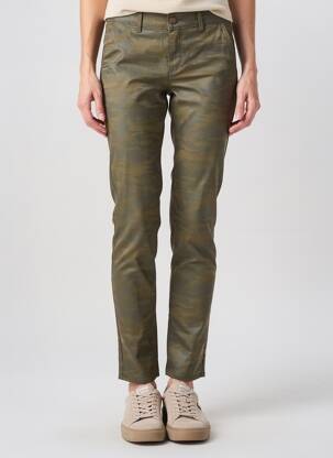 Pantalon chino elasticitate talie joasă verde HAPPY femeie