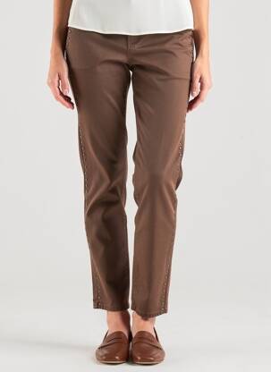 Pantalon chino elasticitate talie joasă maro HAPPY femeie