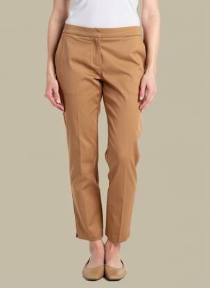 Pantalon chino închidere cu fermoar sub clapetă cu cârlig mărime normală maro Y'COO femeie
