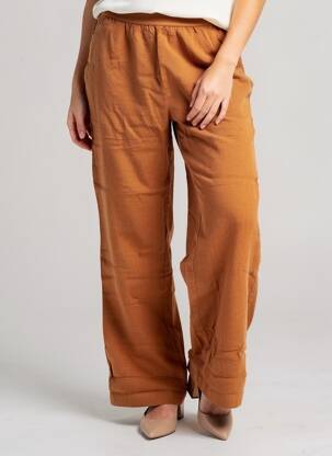Pantalon larg țesătură poplin mărime normală maro HARRIS WILSON femeie