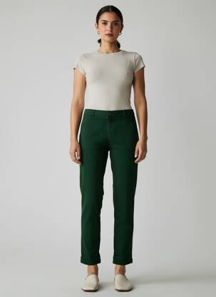 Pantalon chino elasticitate mărime normală verde închis HOD femeie