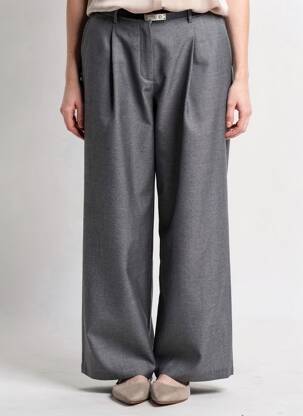 Pantalon larg închidere cu fermoar sub clapetă cu cârlig mărime normală gri STELLA femeie