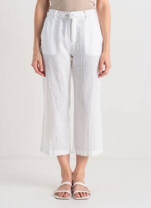 Pantalon trei sferturi talie înaltă talie înaltă alb TIFFOSI femeie