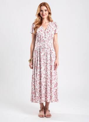 Rochie lungă mâneci scurte mâneci scurte roșu C'EST BEAU LA VIE femeie