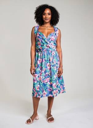 Rochie midi fără mâneci fără mâneci albastru MORGAN femeie