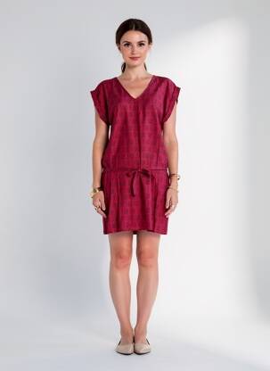 Rochie scurtă mâneci scurte mâneci scurte roșu COTON DU MONDE femeie