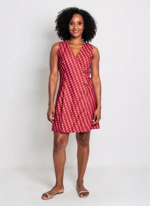 Rochie scurtă fără mâneci fără mâneci roșu COTON DU MONDE femeie