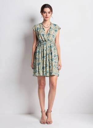 Rochie scurtă mâneci scurte mâneci scurte verde TIFFOSI femeie