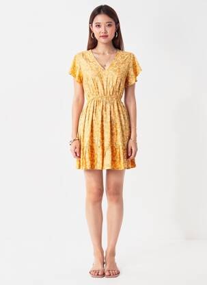 Rochie scurtă mâneci scurte mâneci scurte portocalie TIFFOSI femeie