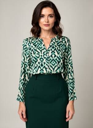 Bluză țesătură poplin mâneci 3/4 verde STREET ONE femeie