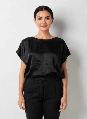 Top elasticitate mâneci scurte negru GARCIA femeie