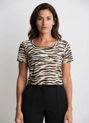 Tricou elasticitate mâneci scurte bej JCL femeie