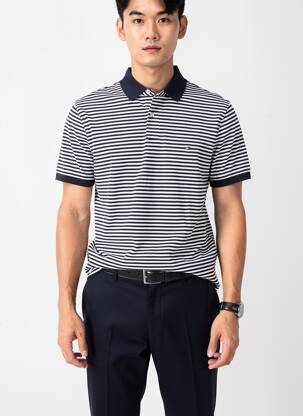 Polo imprimeu dungi mâneci scurte albastru TOMMY HILFIGER bărbat