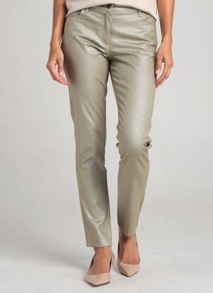 Pantalon slim țesătură acoperită mărime normală verde LAUREN VIDAL femeie